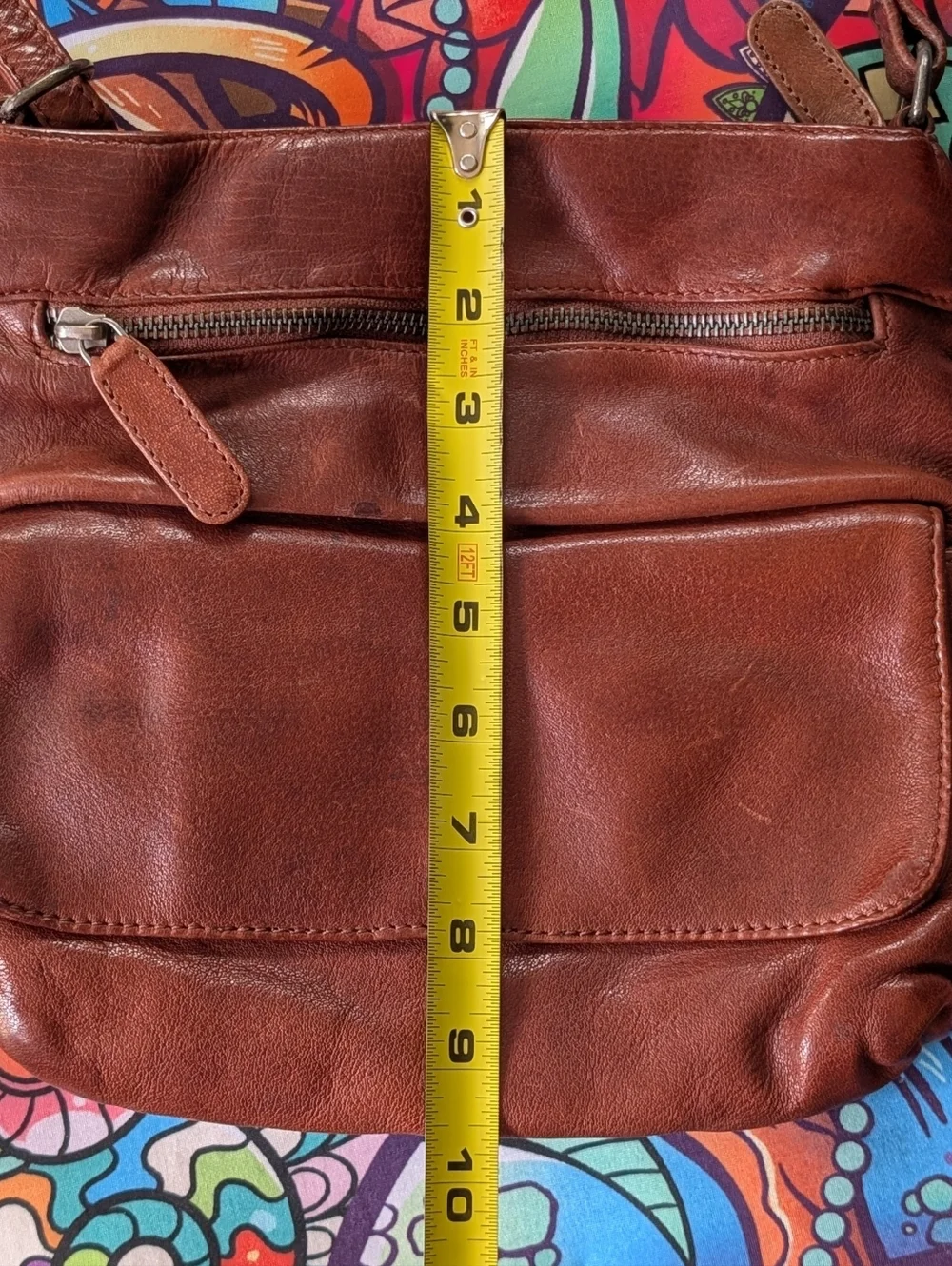 Antonio Valeria Chestnut Brown Leather Crossbody Bag Purse Adjustable Strap